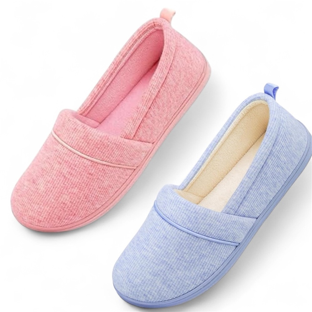 HomeTop Women's Loafer Slippers Lightweight Memory Foam Bundle Two Pairs